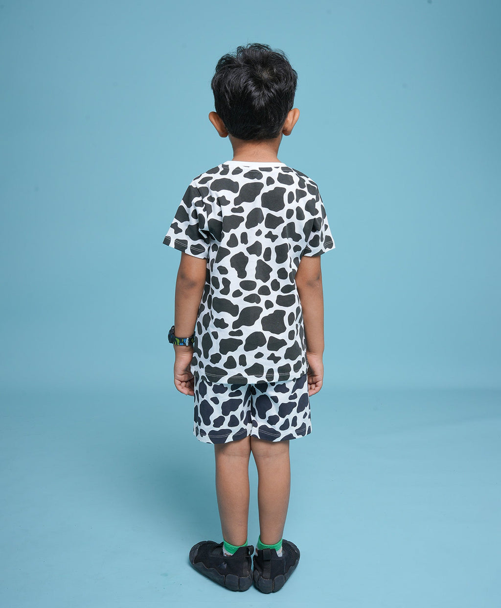 Cow Patch Pattern Half Sleeves T-Shirt & Shorts Set