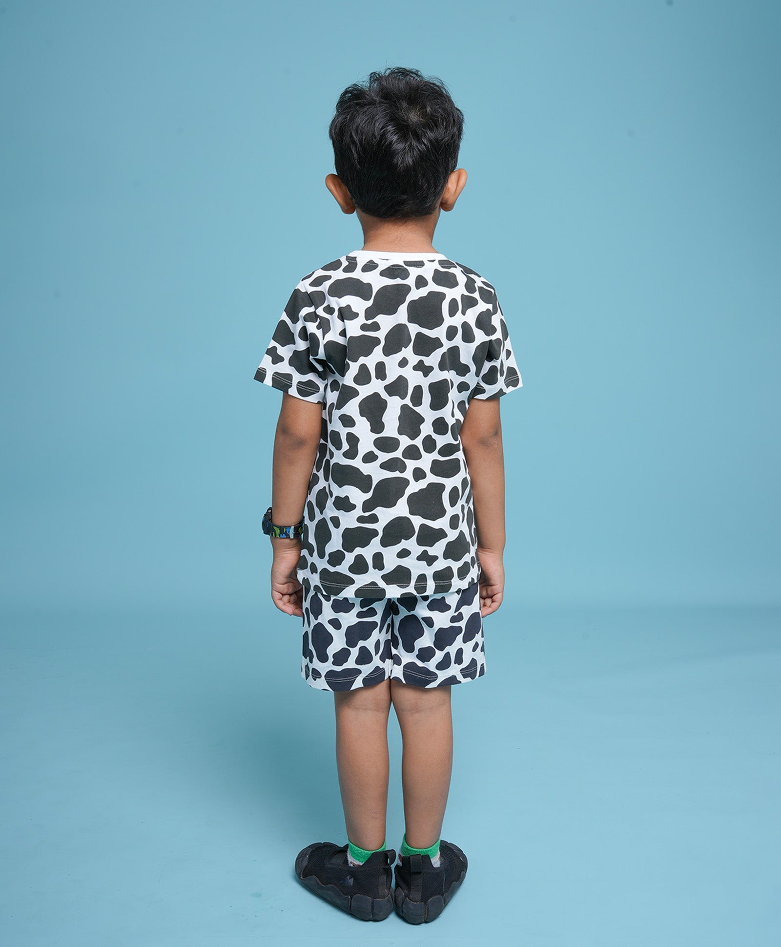 Cow Patch Pattern Half Sleeves T-Shirt & Shorts Set