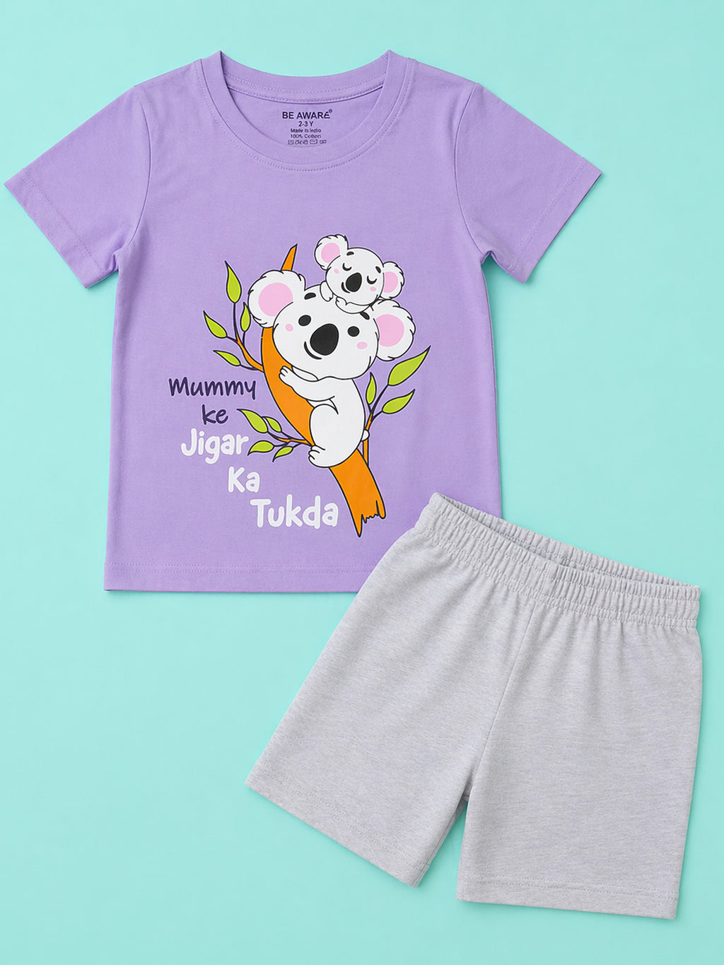 Kids Unisex Jigar Ka Tukda Graphic Print T-Shirt & Shorts Set