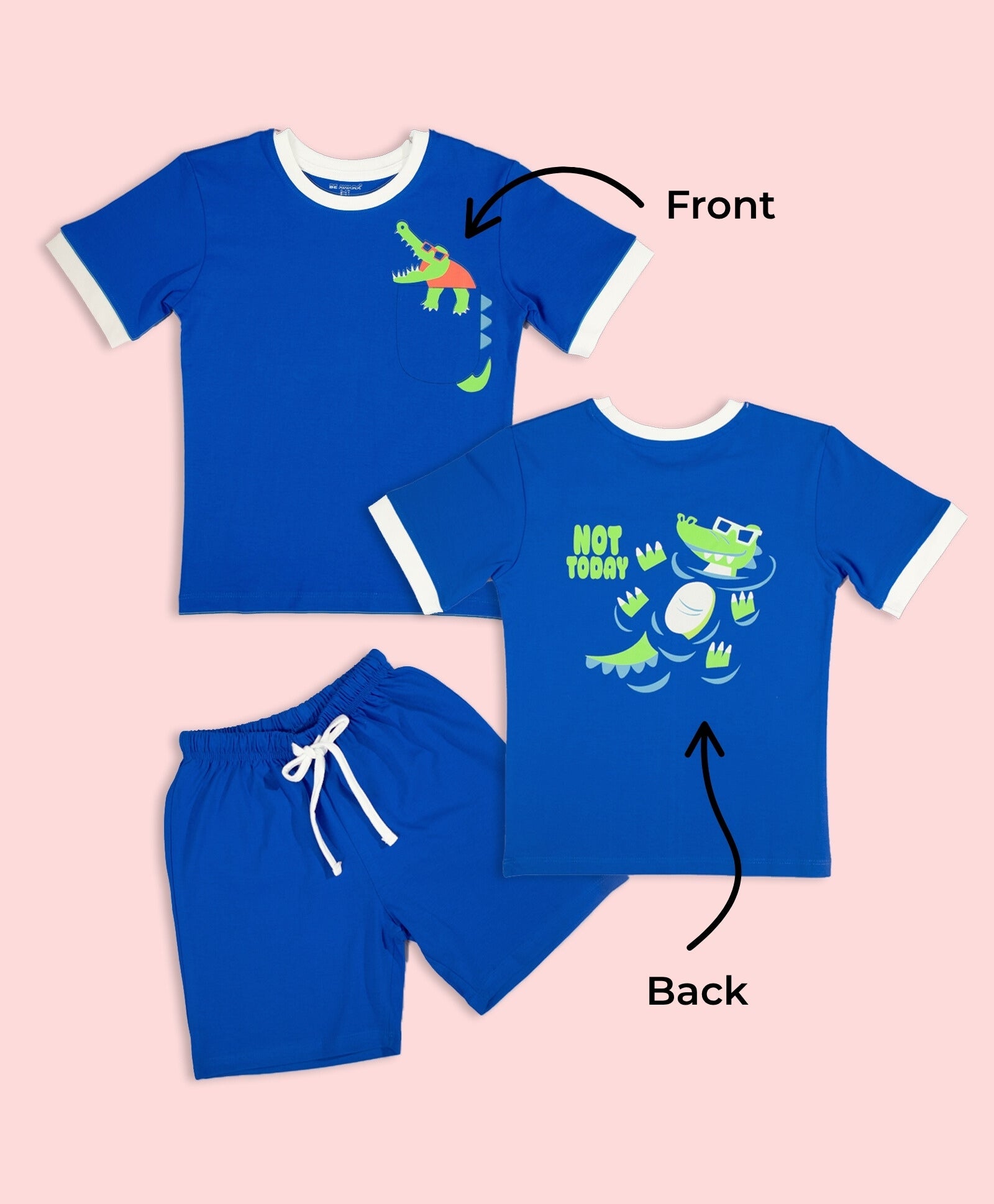 Boys Crocodile Graphic Print Oversized T-Shirt & Short Set