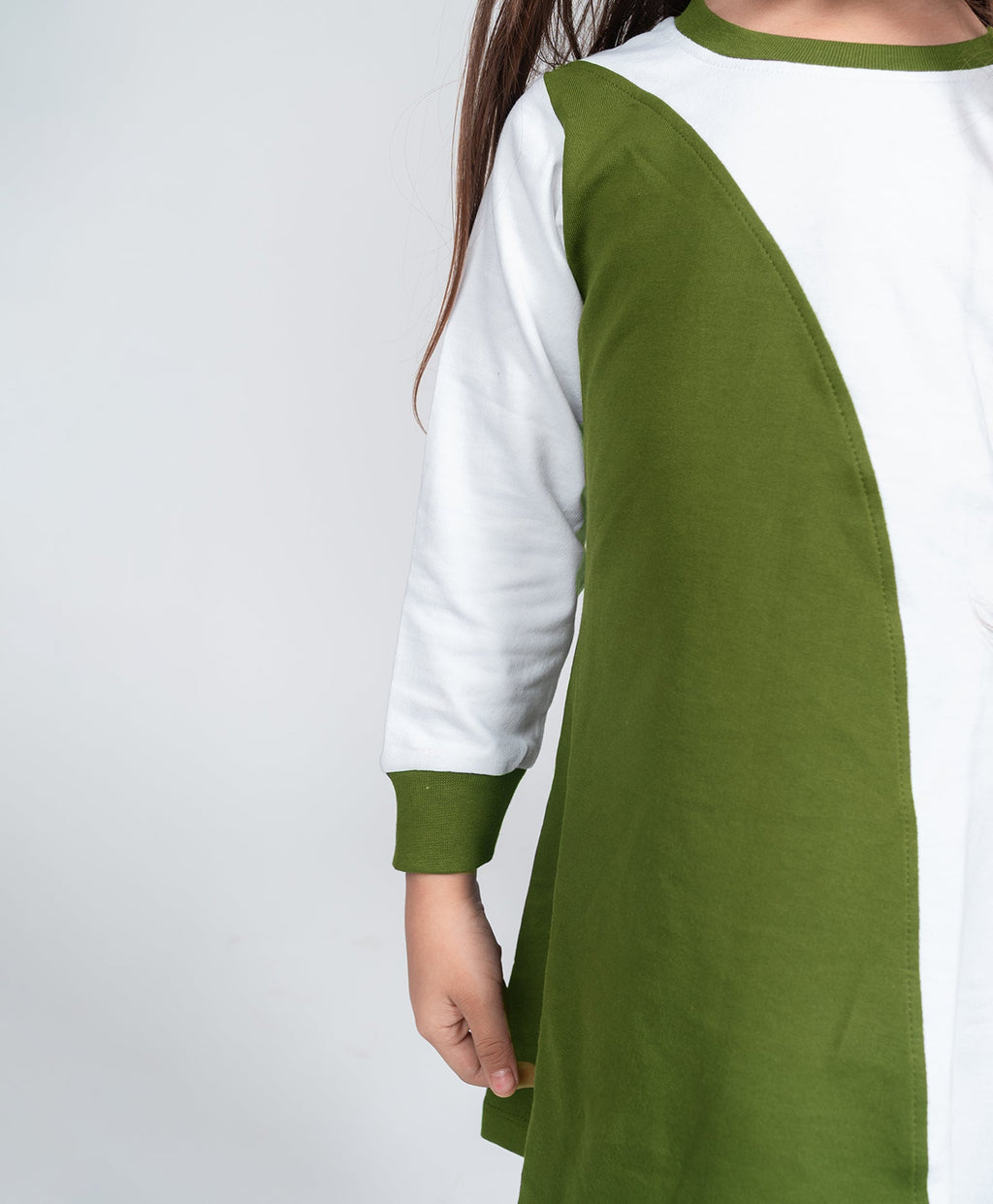 Girls Dual Tone Colorblock Fit & Flared Dress