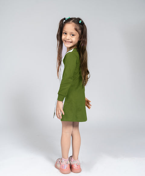 Girls Dual Tone Colorblock Fit & Flared Dress