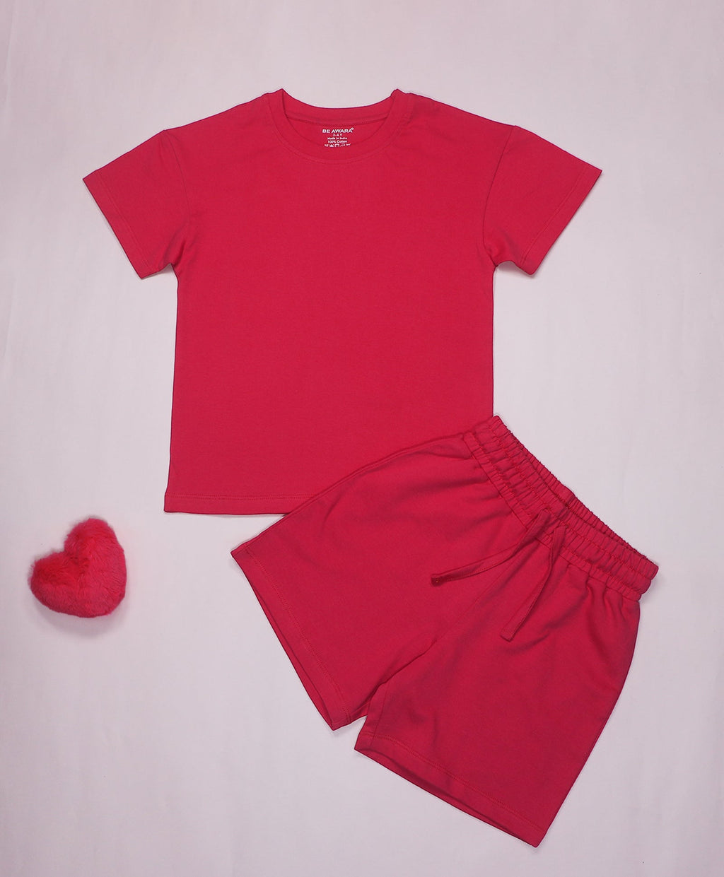 Viva Magenta Drop Shoulder T-Shirt & Shorts Set