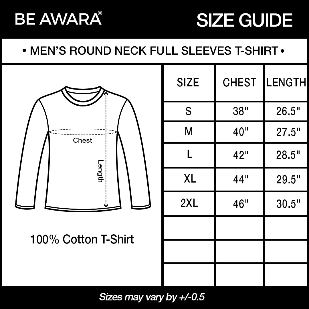 Buy Plain Black Full Sleeves T-Shirts Online For Men in India | Be Awara