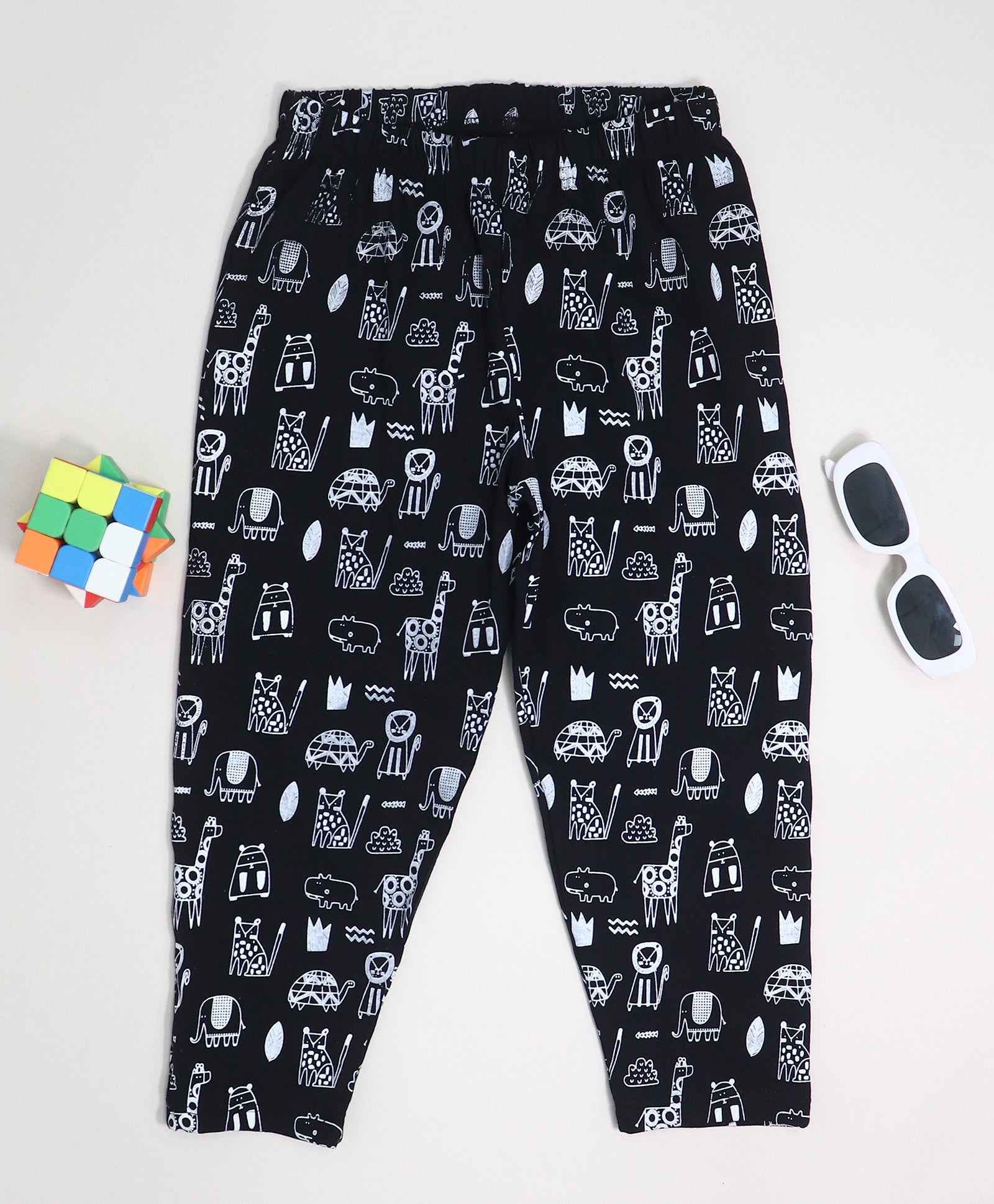 Animal Pattern Cotton Knit Full Length Printed Lounge Pants